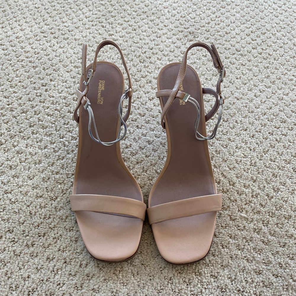DVF nude sandals with chain